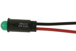 559-0202-003F. - PANEL MOUNT INDICATOR, LED, 6.35MM, GREEN, 5V - DIALIGHT