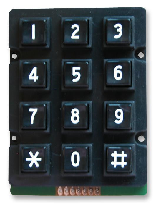 MCAK207NBBWWP KEYPAD, IP67, BLACK, PLASTIC, 3X4 MULTICOMP