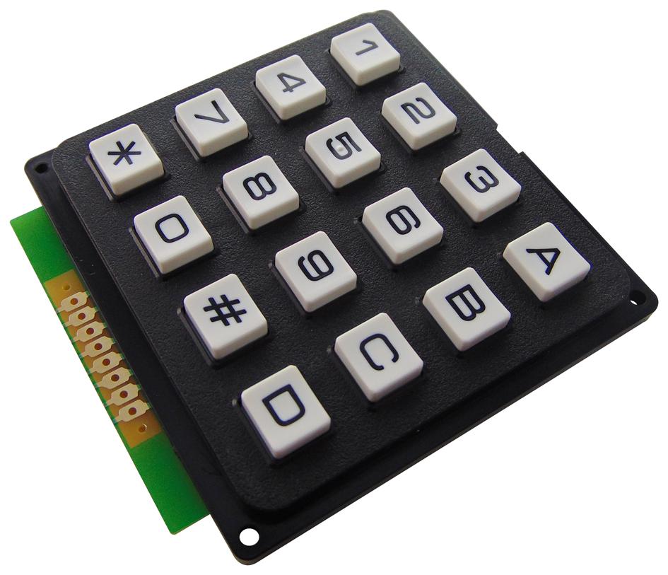 MCAK1604NBWB KEYPAD, 4X4 ARRAY, 0.02A, 24VDC, PLASTIC MULTICOMP