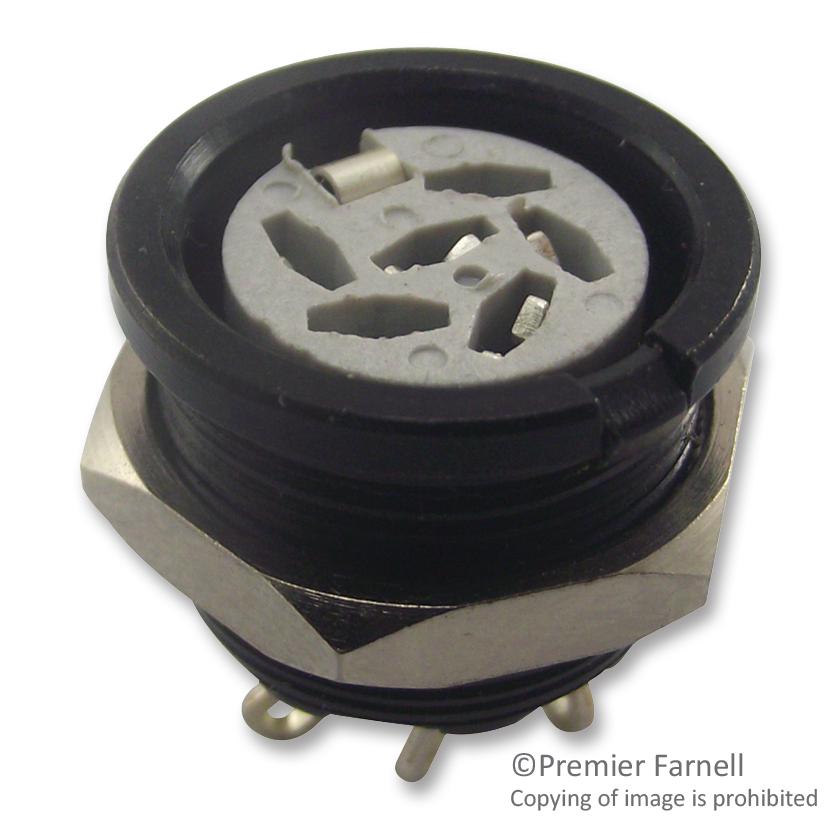 651-0600 SOCKET, DIN, PANEL, BLACK, 6POLE DELTRON COMPONENTS