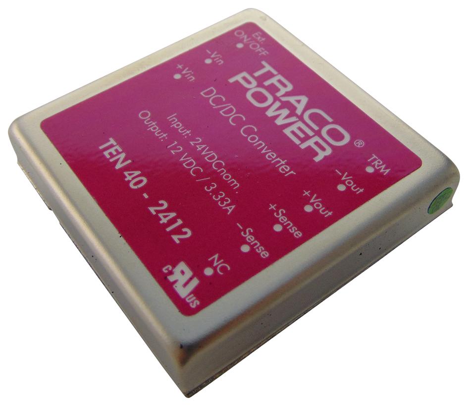 TEN 40-2412 CONVERTER, DC TO DC, 12V, 3.3A, 40W TRACO POWER
