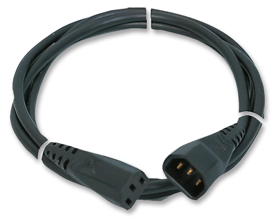 PE00058 POWER CORD, C13 PLG TO C14 SKT, 2M, BLK PRO ELEC