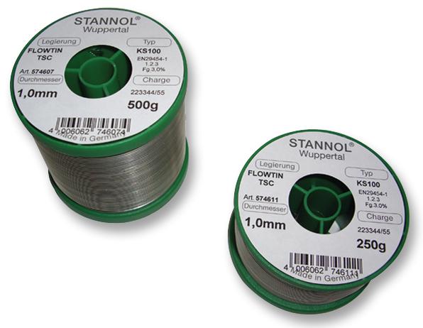 574603 SOLDER WIRE, KS100, 0.5MM, 250G STANNOL