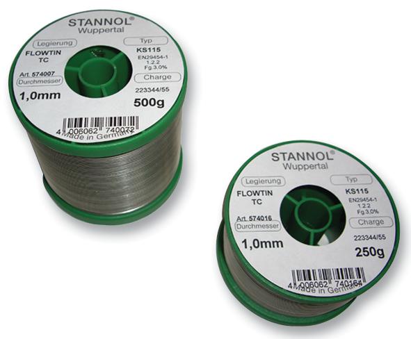 574016 SOLDER WIRE, KS115, 1.0MM, 250G STANNOL