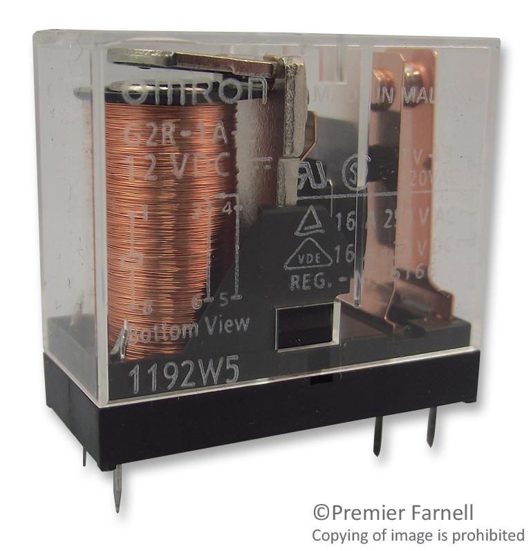 G2R-1A-E- DC12 RELAY, SPST-NO, 250VAC, 30VDC, 10A OMRON