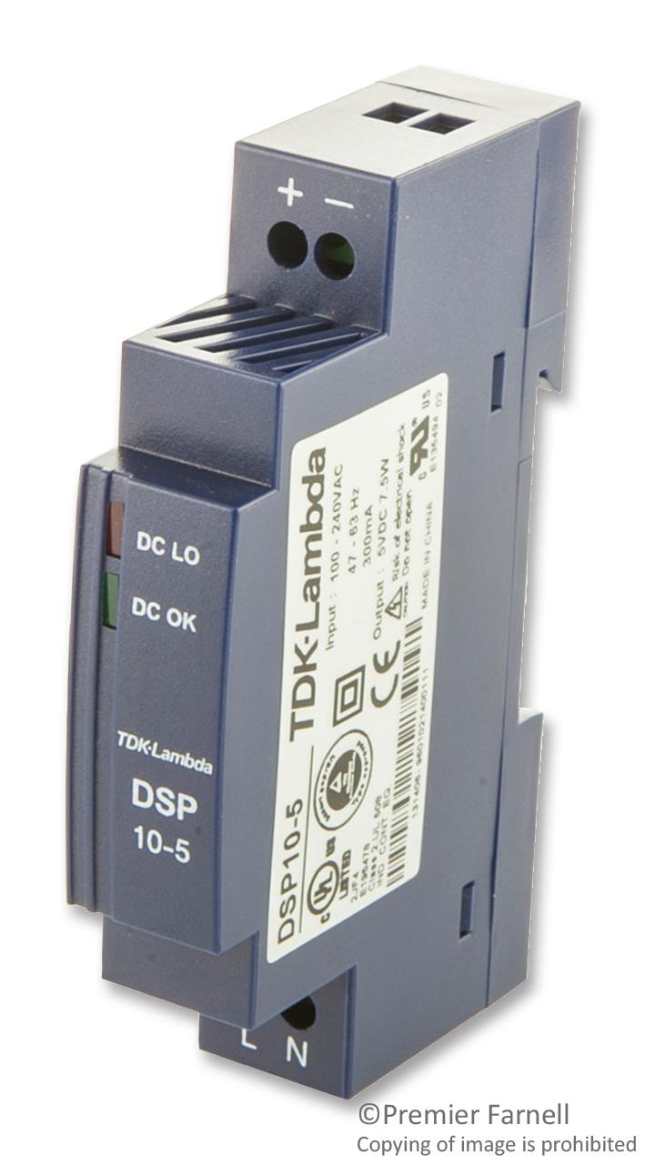 DSP10-5 PSU, DIN RAIL, 5V, 1.5A, 7.5W TDK-LAMBDA