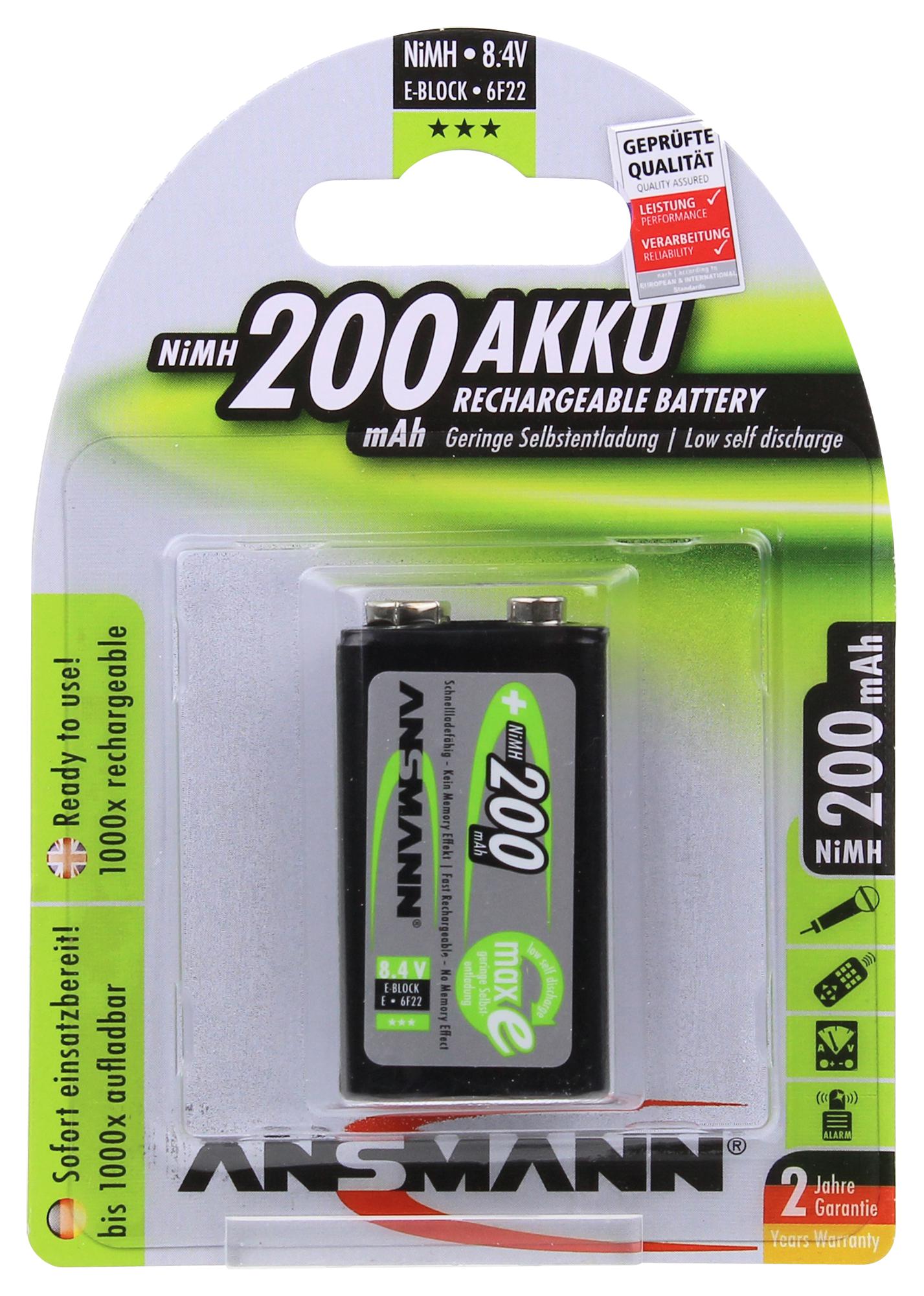 5035342 BATTERY,E,NI-MH,200MAH,8.4V ANSMANN