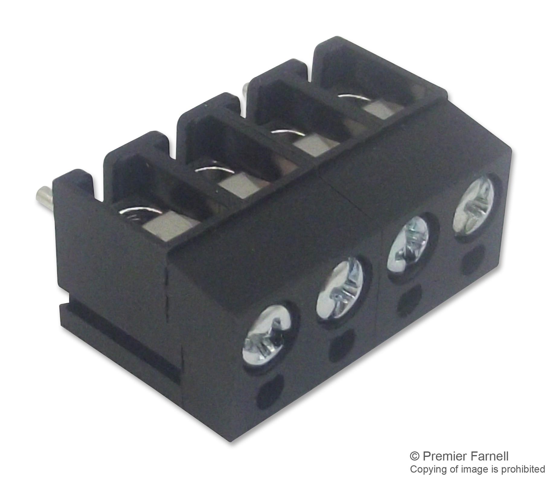 CTB1202/4BK TERMINAL BLOCK, WIRE TO BRD, 4POS, 16AWG CAMDENBOSS