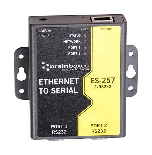 ES-257 SERVER, ENET-SERIAL, 2 PORT, RS232 BRAINBOXES