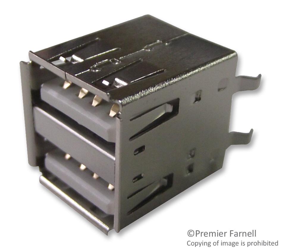 614008235023 USB STACKED, 2.0 TYPE A, 2PORT, VERTICAL WURTH ELEKTRONIK