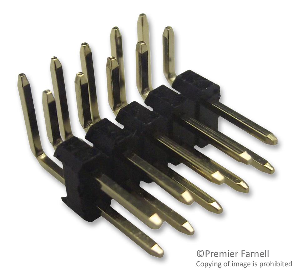 61301021021 HEADER, 2.54MM, PIN, R/A, DUAL, 10WAY WURTH ELEKTRONIK