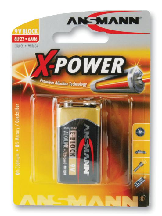 5015643 BATTERY, ALKALINE, PP3 ANSMANN