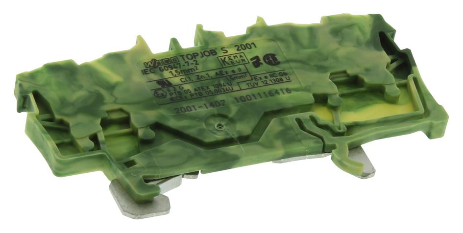 2001-1407 TERMINAL BLOCK, DIN RAIL, 4POS, 14AWG WAGO