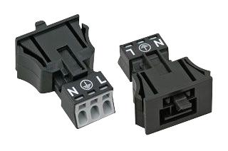 890-713 PLUG, WINSTA MINI,SNAP-IN, 3POLE,BLK WAGO