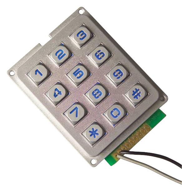 MCAK304NSSLWPMMYLGKT KEYPAD, METAL ILLUM YE/GN IP67 3X4 MULTICOMP