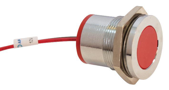 Q22F7CXXR24E INDIC FLUSH CHROME RED 24VDC,IP67 APEM