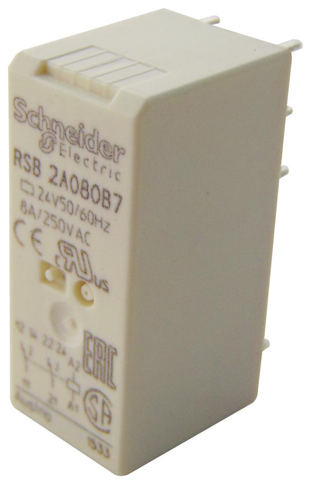 RSB2A080B7 RELAY, DPDT, 250VAC, 28VDC, 8A SCHNEIDER ELECTRIC