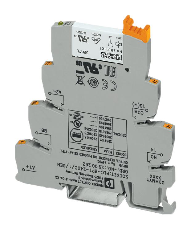 PLC-RPIT- 24DC/ 1AU/SEN RELAY, SPST-NO, 30VAC, 36VDC, 6A PHOENIX CONTACT