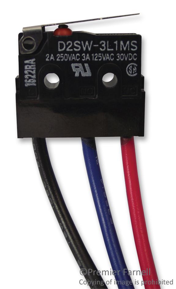 D2SW-3L1MS MICROSWITCH, SPDT, LEVER, 125VAC, 3A OMRON
