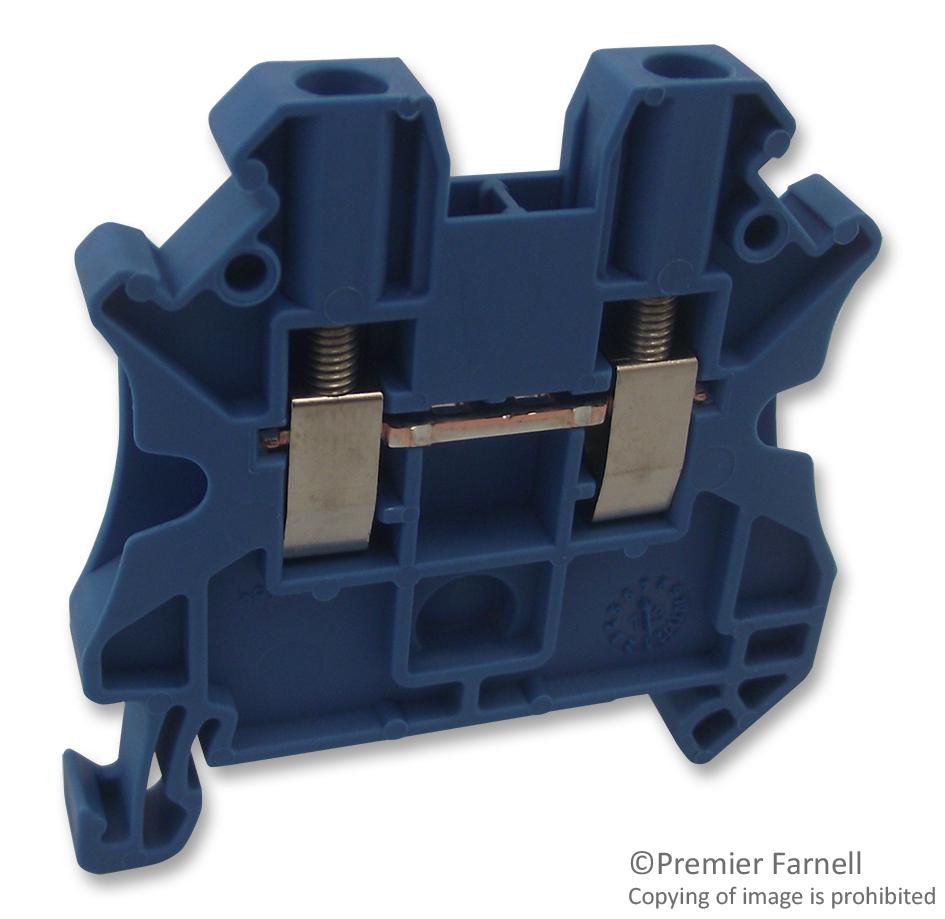 UT 2,5 BU TERMINAL BLOCK, DIN RAIL, 2POS, 6AWG PHOENIX CONTACT