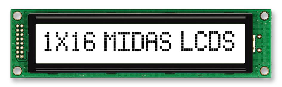 MC11615A6W-FPTLW-V2 DISPLAY, ALPHANUMERIC, 16X1, WHITE MIDAS