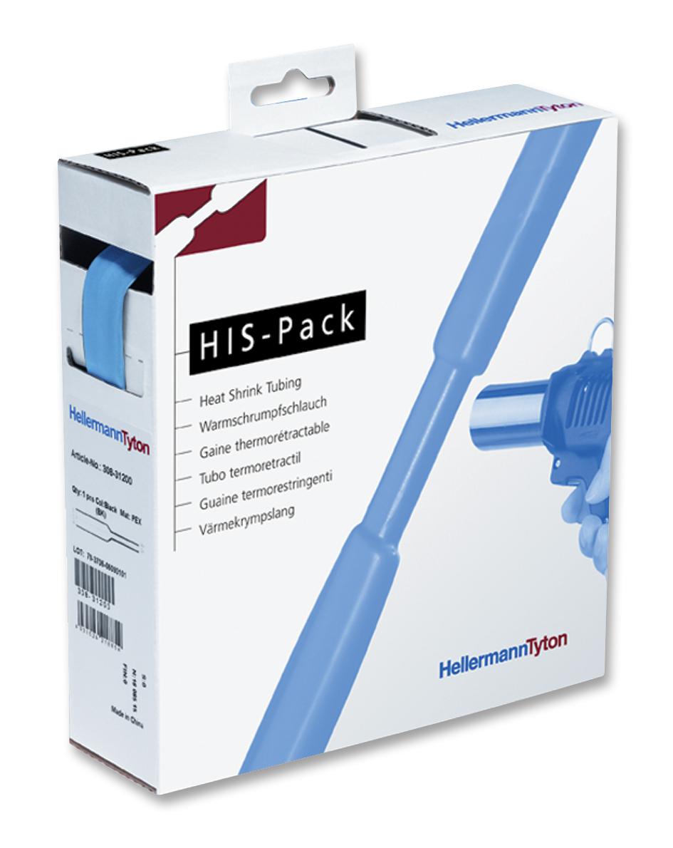 300-30126 HEAT SHRINK, BLUE, 1.2MM, 10M HELLERMANNTYTON