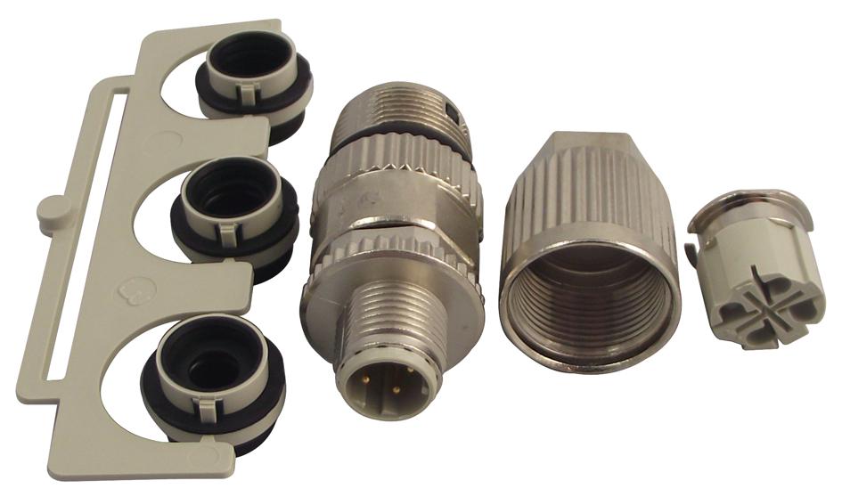 21 03 282 1405 PLUG, CIRCULAR, HARAX M12, D-CODED, 4P HARTING