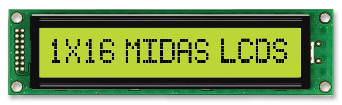 MC11615A6W-SPTLY-V2 DISPLAY, ALPHANUMERIC, 16X1, YELLOW/GRN MIDAS