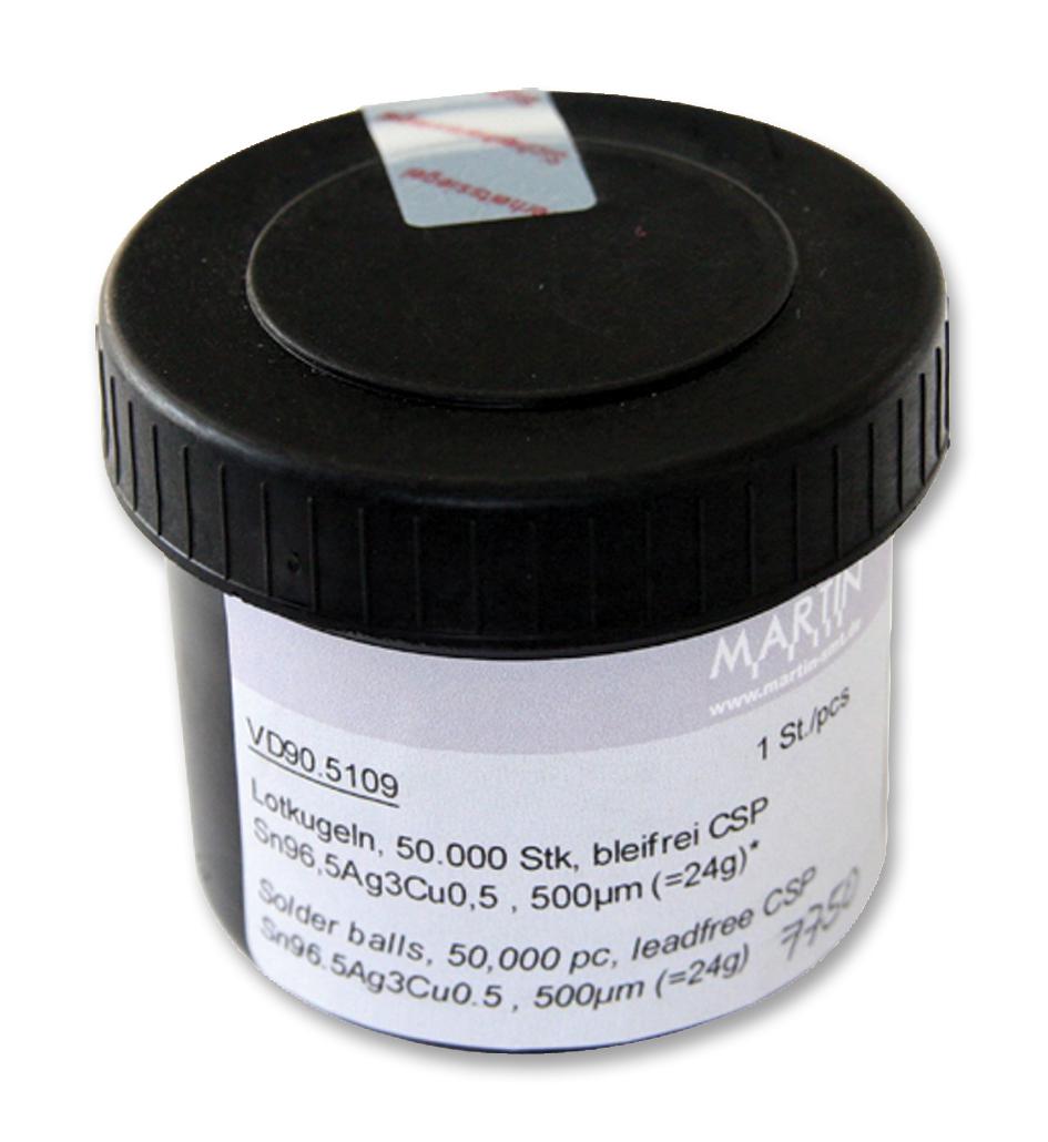 VD90.5109 SOLDER BALLS, 96.5/3/0.5, 220 DEG, 500UM MARTIN SMT