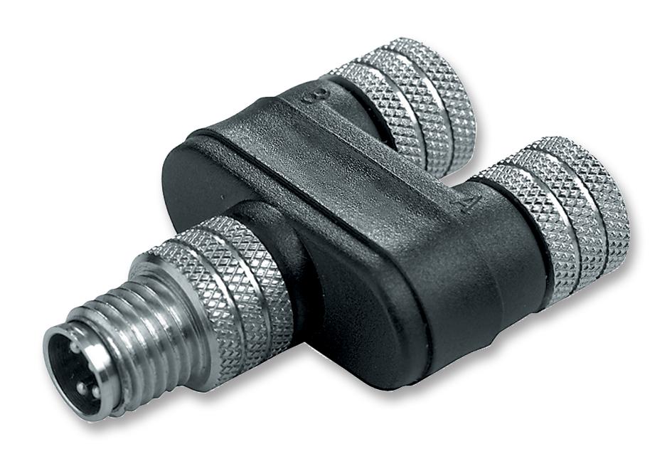 SAI Y-4S M8-M8 SPLITTER, PLUG TO 2X RCPT, M8, 4 WAY WEIDMULLER