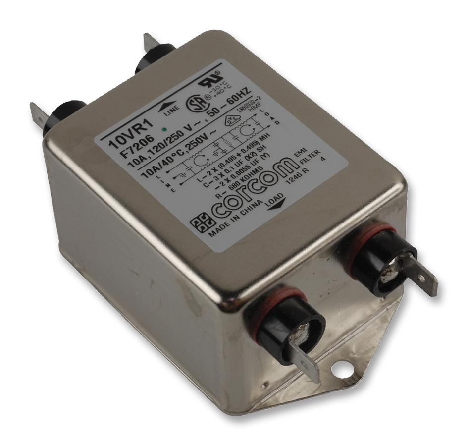 10VR1 FILTER, RFI, 10A, 250VAC, SPADE CORCOM - TE CONNECTIVITY