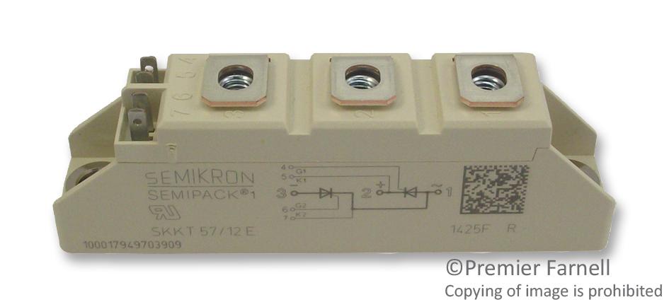 SKKT 57/12 E THYRISTOR MODULE, 50A, 1.2KV SEMIKRON