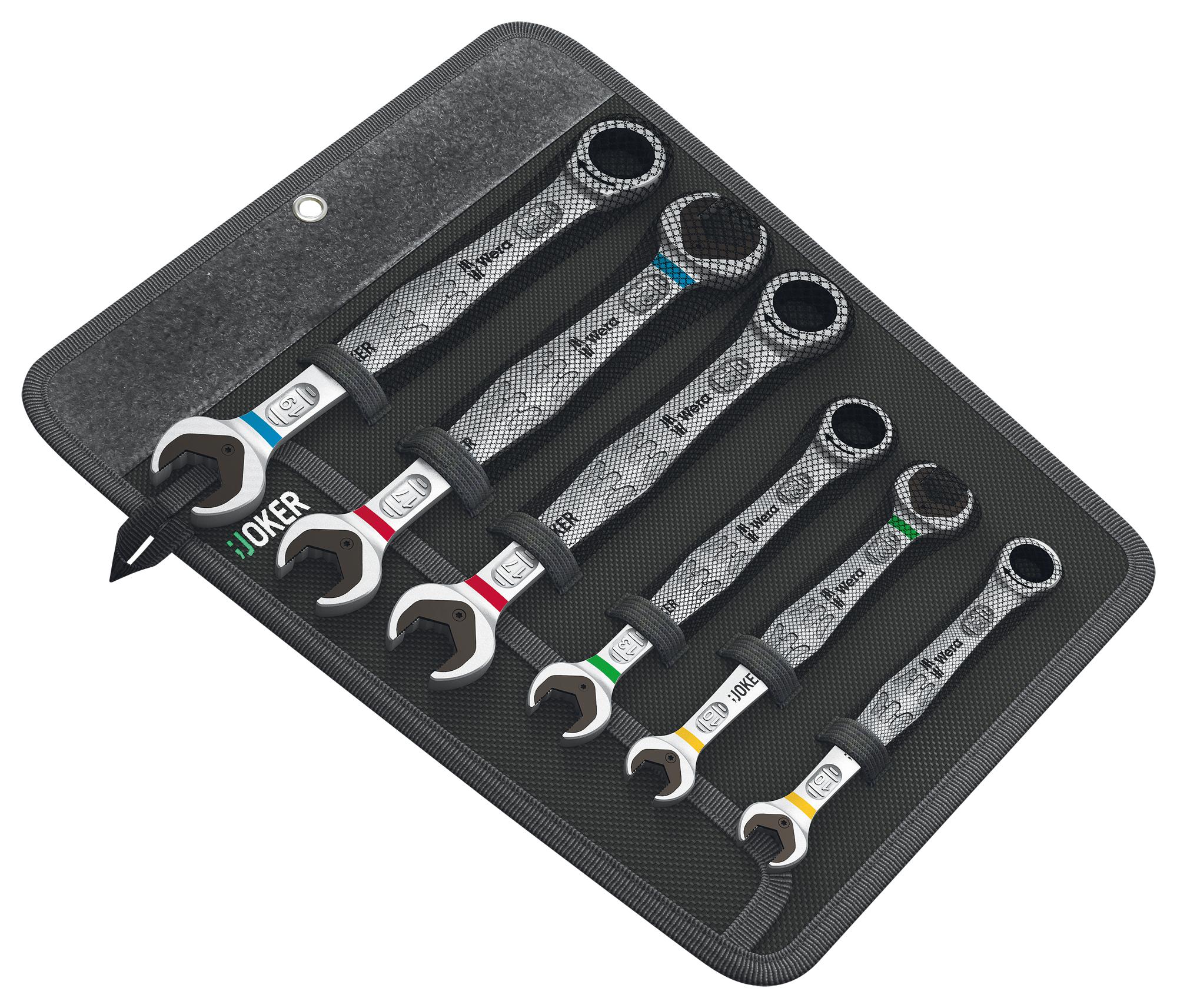 JOKER SET 6TLG 1 METRISCH RATCHETING WRENCH SET, COMBI+OPEN END WERA