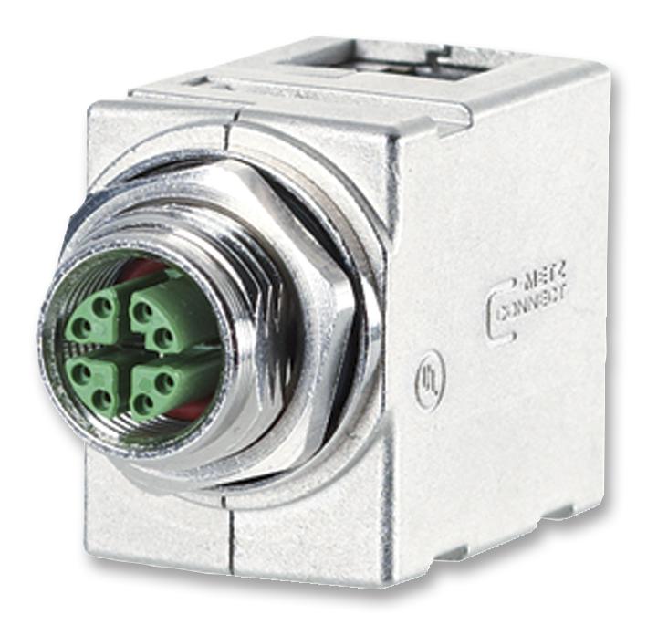MWN911A415 PANEL ADAPTOR, M12-RJ45 JACK, R/A METZ CONNECT