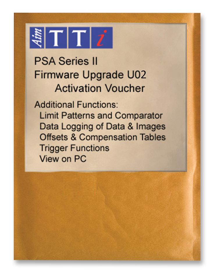 PSA U02 FIRMWARE UPGRADE, SPECTRUM ANALYSER AIM-TTI INSTRUMENTS