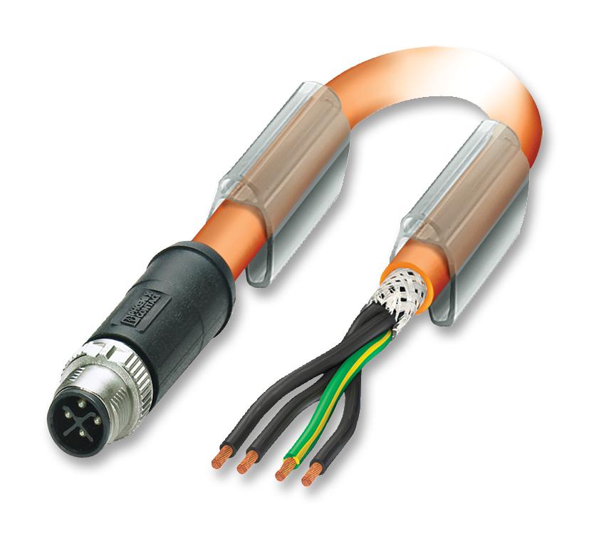 SAC-4P-MSS/ 1,5-PUR PE SH SCO SENSOR LEAD, M12 PLUG, 4POS, ORANGE PHOENIX CONTACT