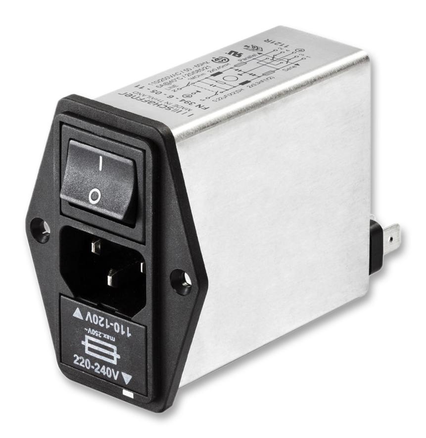 FN1394-1-05-11 IEC INLET, 1.2A, 250VAC, QUICK CONNECT SCHAFFNER