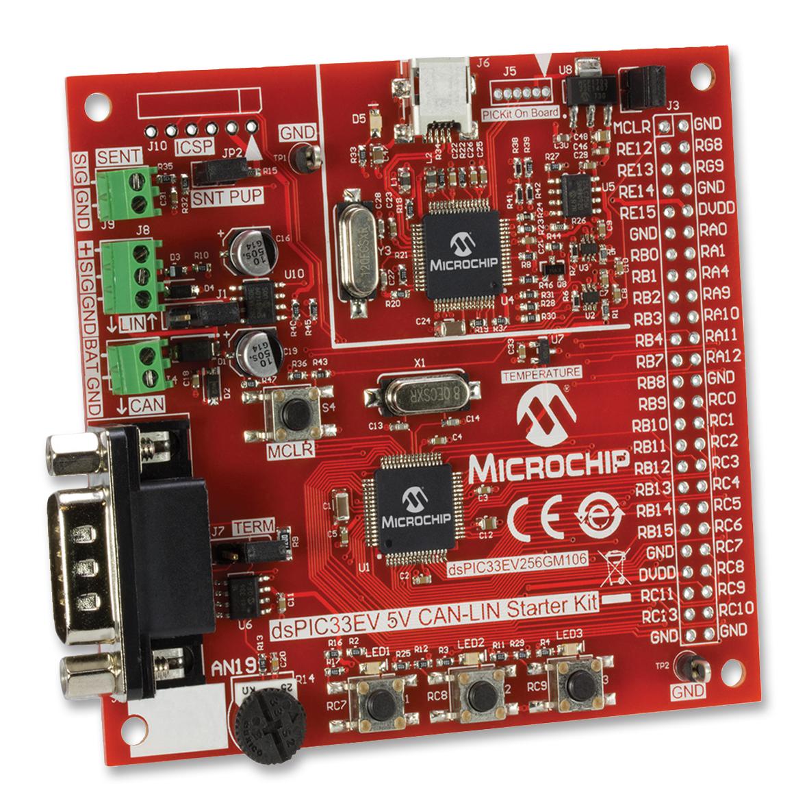 DM330018 DEV BRD, DSPIC33 CAN-LIN-SENT INTERFACE MICROCHIP