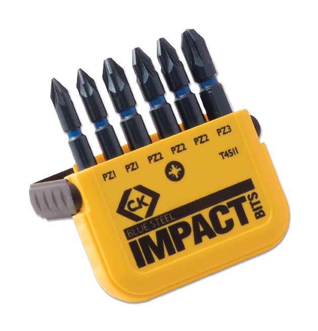 T4511 SCREWDRIVER BIT SET, POZIDRIVE, 6PCS CK TOOLS