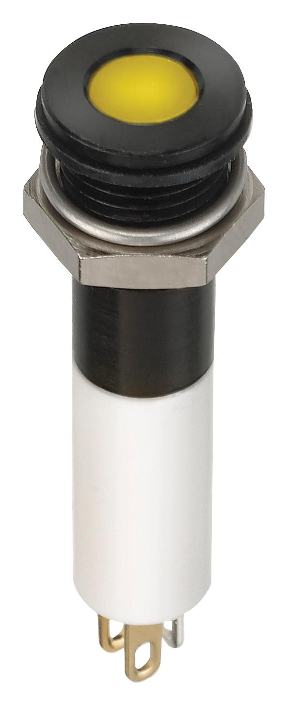 Q8F1BZZRYG12E LED IND, 8MM FLSH, BLACK, 12V TRI,IP67 APEM