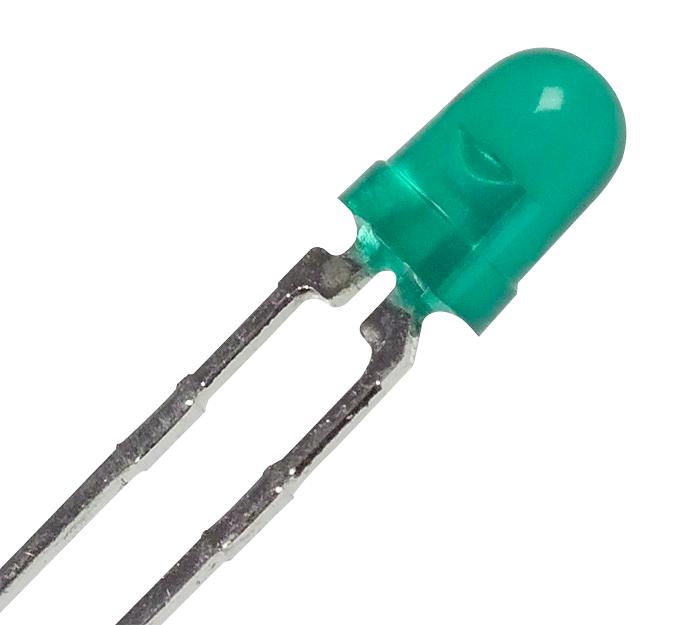 HLMP-1641 LED, 3MM, GREEN, 1.6MCD, 569NM BROADCOM