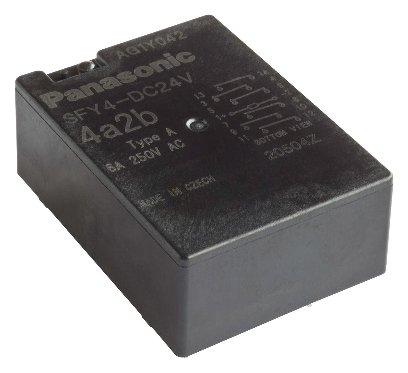SFY4-DC12V SAFETY RELAY, 4PST-NO, DPST-NC, 250V, 6A PANASONIC