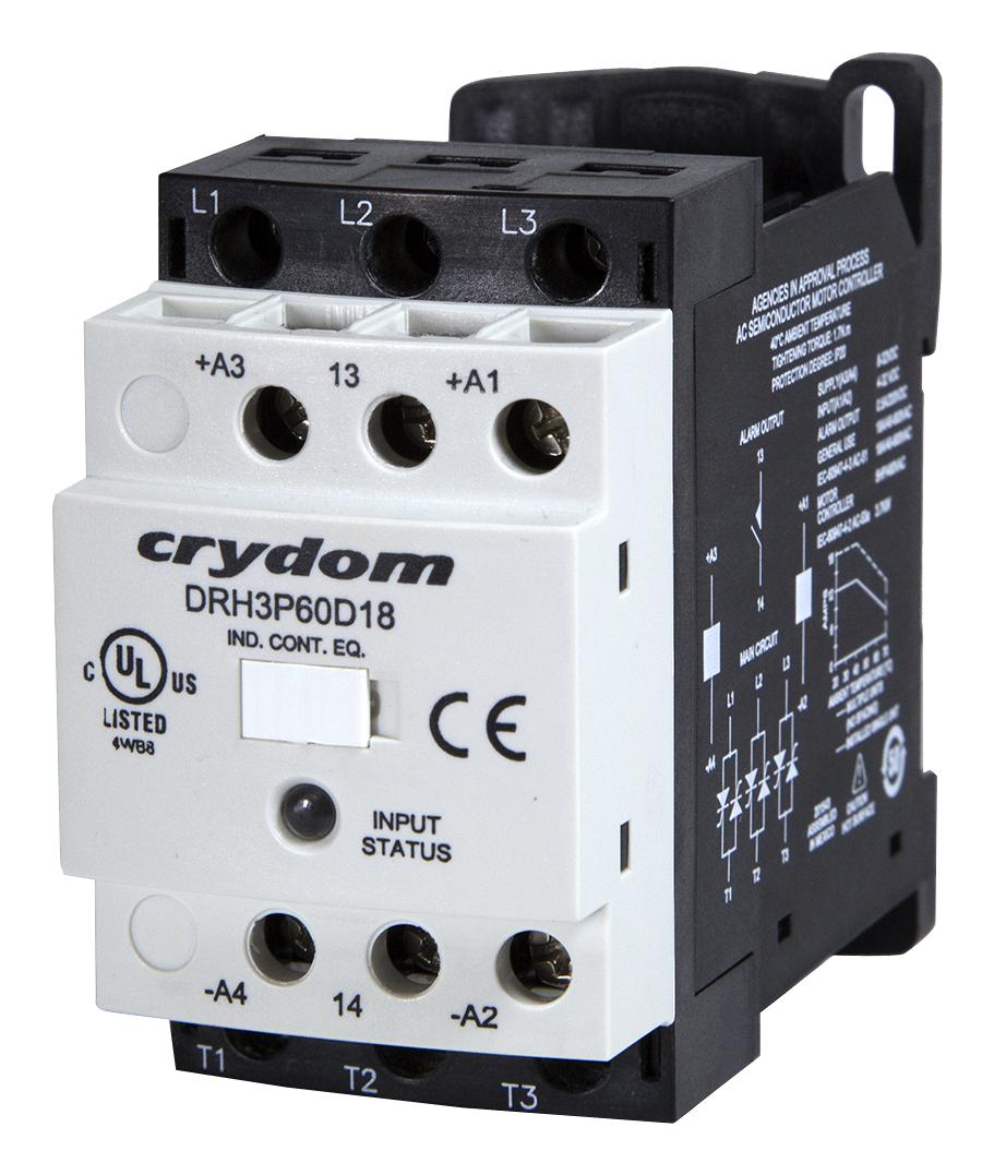 DRH3P60D18 CONTACTOR, 3P, 600VAC, 18A, DINRAIL SENSATA/CRYDOM