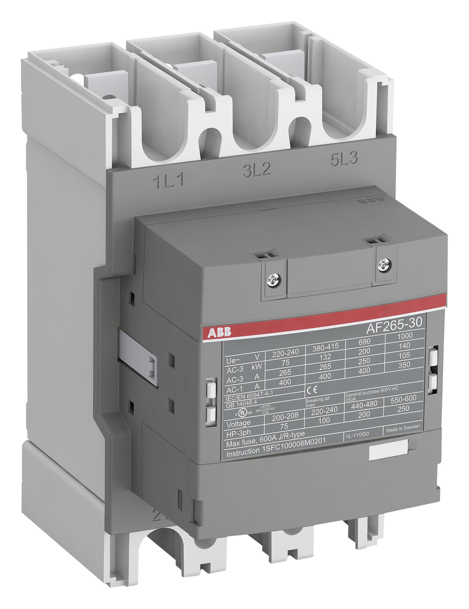 AF265-30-11-14 CONTACTOR, 3PST-NO, 1KV, DINRAIL ABB