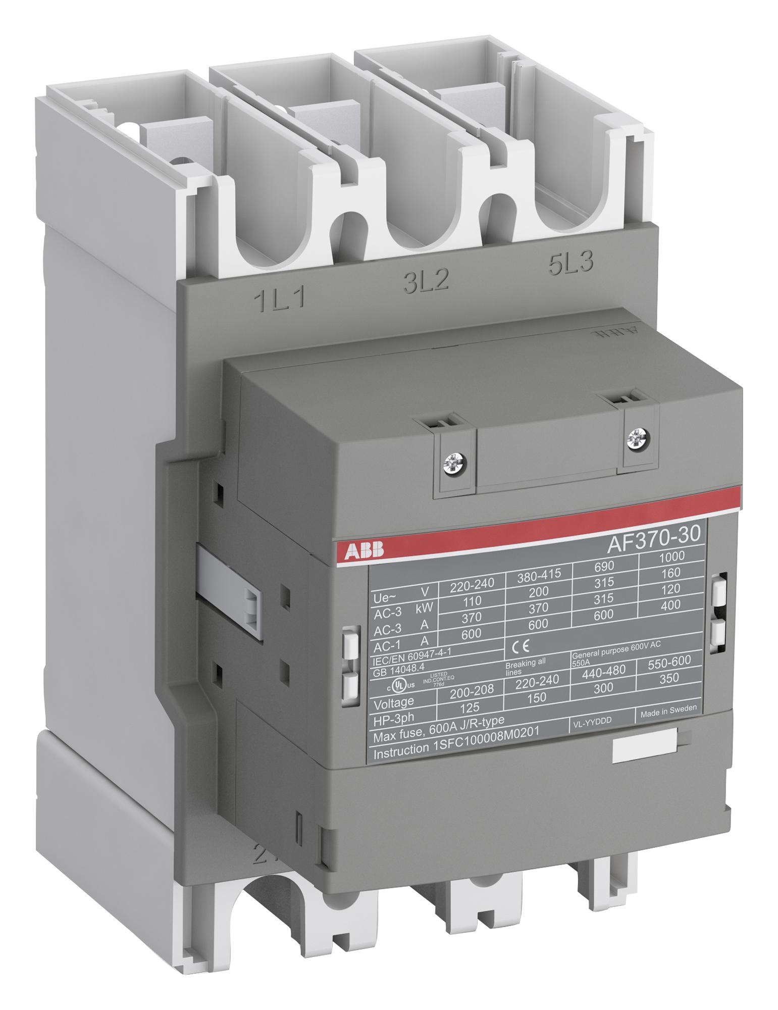 AF370-30-11-11 CONTACTOR, 3PST-NO, 1KV, DINRAIL ABB