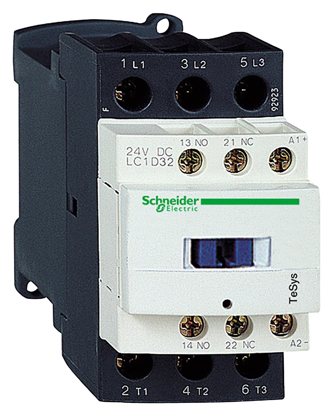 LC1D18BD CONTACTOR, 3PST-NO, 24VDC, DIN RAIL SCHNEIDER ELECTRIC
