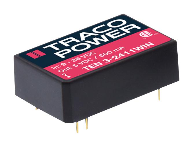 TEN 3-2410WIN DC-DC CONVERTER, 3.3V, 0.75A, DIP TRACO POWER
