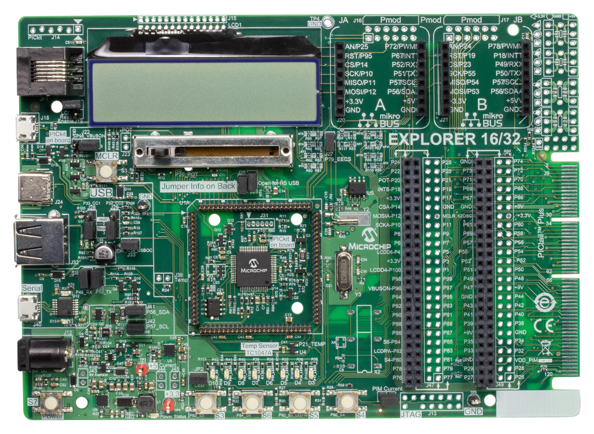 DM240001-3 DEV BOARD, 16BIT MICROCONTROLLER MICROCHIP