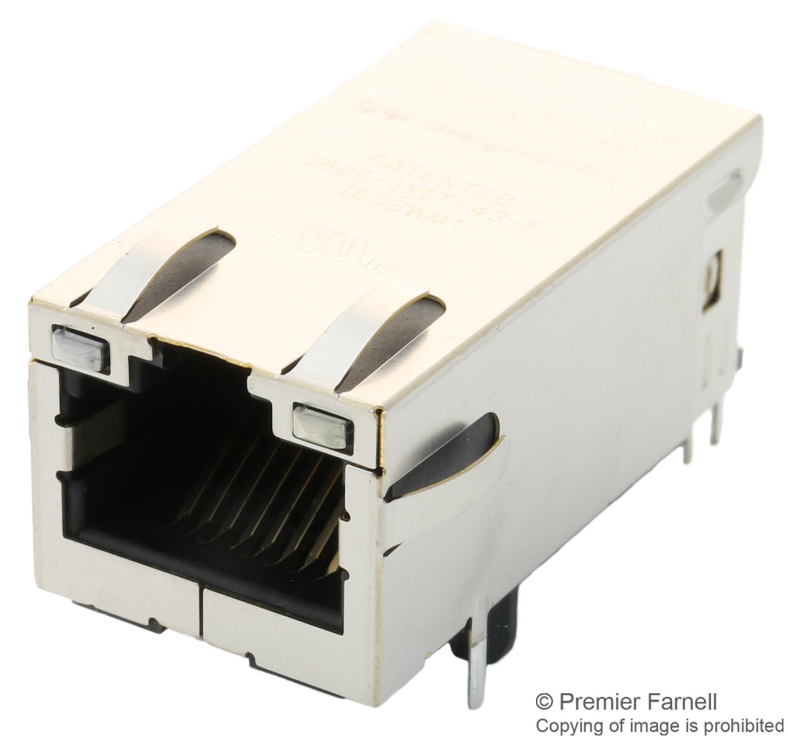 0826-1X1T-43-F CONNECTOR, RJ45, JACK, 8P8C, THT BEL MAGNETIC SOLUTIONS