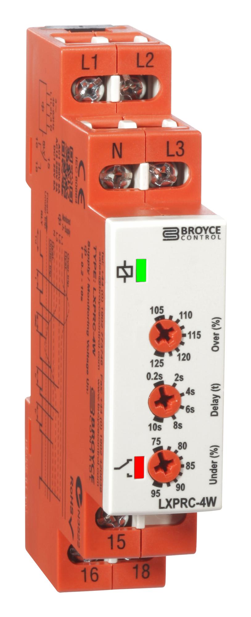 LXPRC-4W 230V (400V) RELAY, VOLTAGE SENSE, SPDT, 8A, 230VAC BROYCE CONTROL